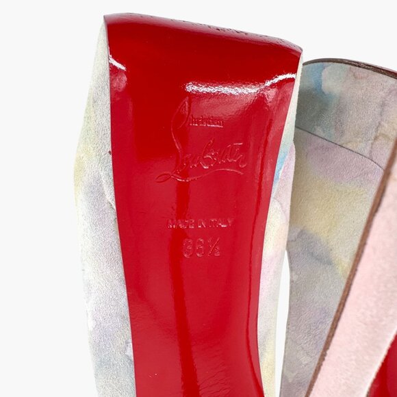 Christian Louboutin Platform Slingback Heels Pink Suede Size 36.5 US 6.5 Peep - Picture 15 of 15